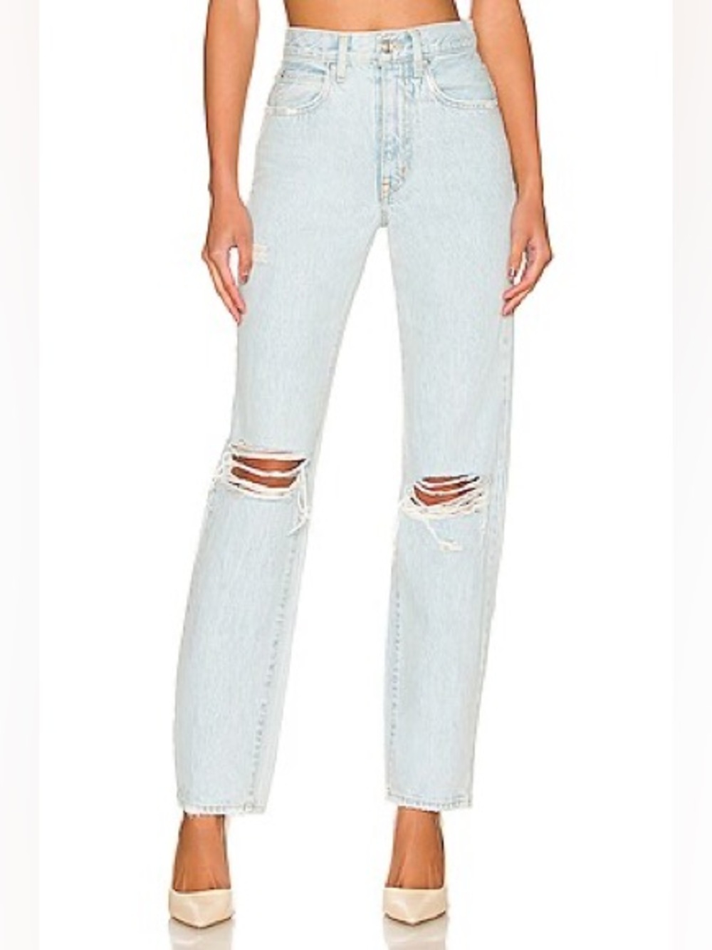 🌻NEW w/tag SLVRLAKE London High Rise Straight Jeans Love Hurts Distressed sz 25